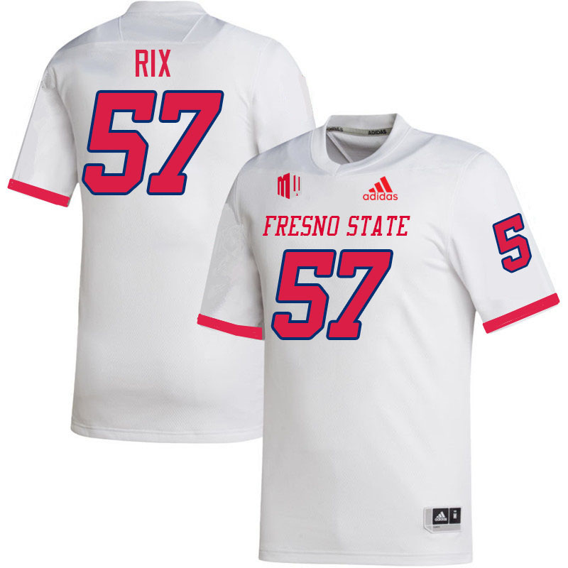 Men #57 Zane Rix Fresno State Bulldogs College Football Jerseys Stitched-White